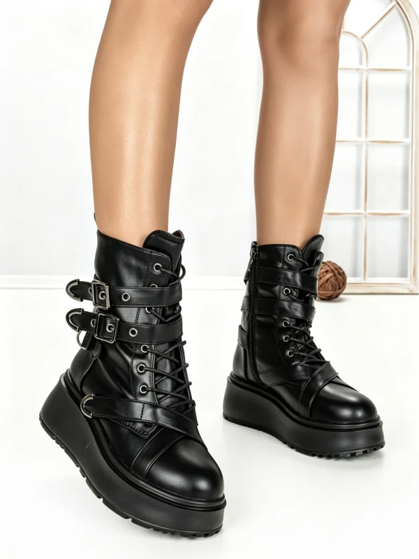 Ghete Dama cu Platforma 6ZP8 BLACK | MEI