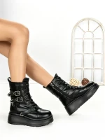 Ghete Dama cu Platforma 6ZP8 BLACK | MEI