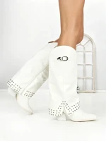 Cizme Dama cu Toc 6AH22 WHITE | MEI