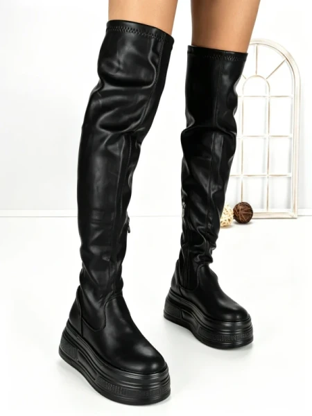 Cizme Dama cu Platforma 68WL27 BLACK | MEI