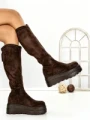 Cizme Dama cu Platforma 68WL25 DARK BROWN | MEI
